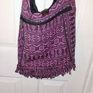 Chic Purple Patterned Handmade Hobo Bag